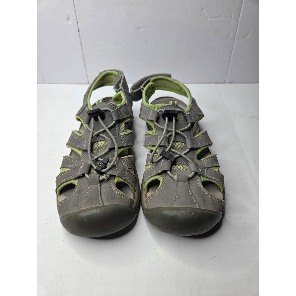 GH Bass Womens Sport Fisherman Sandals Grey Lime Green Bungee 4096 Size 7M